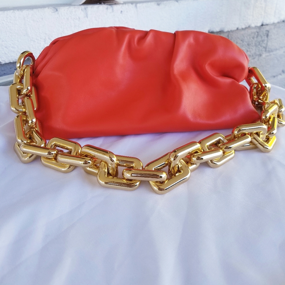 Bottega Veneta orange chain pouch bag - Picture 3 of 14